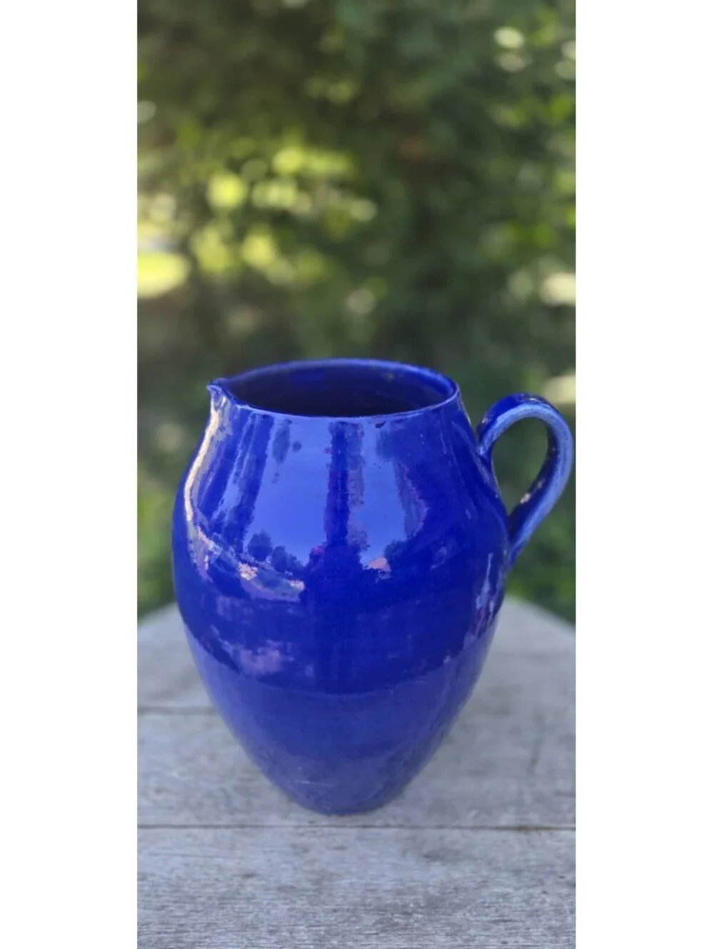 Cobalt Blue Pottery Vase Handmade In Portugal Vase 13X11 Inches 1 Chip